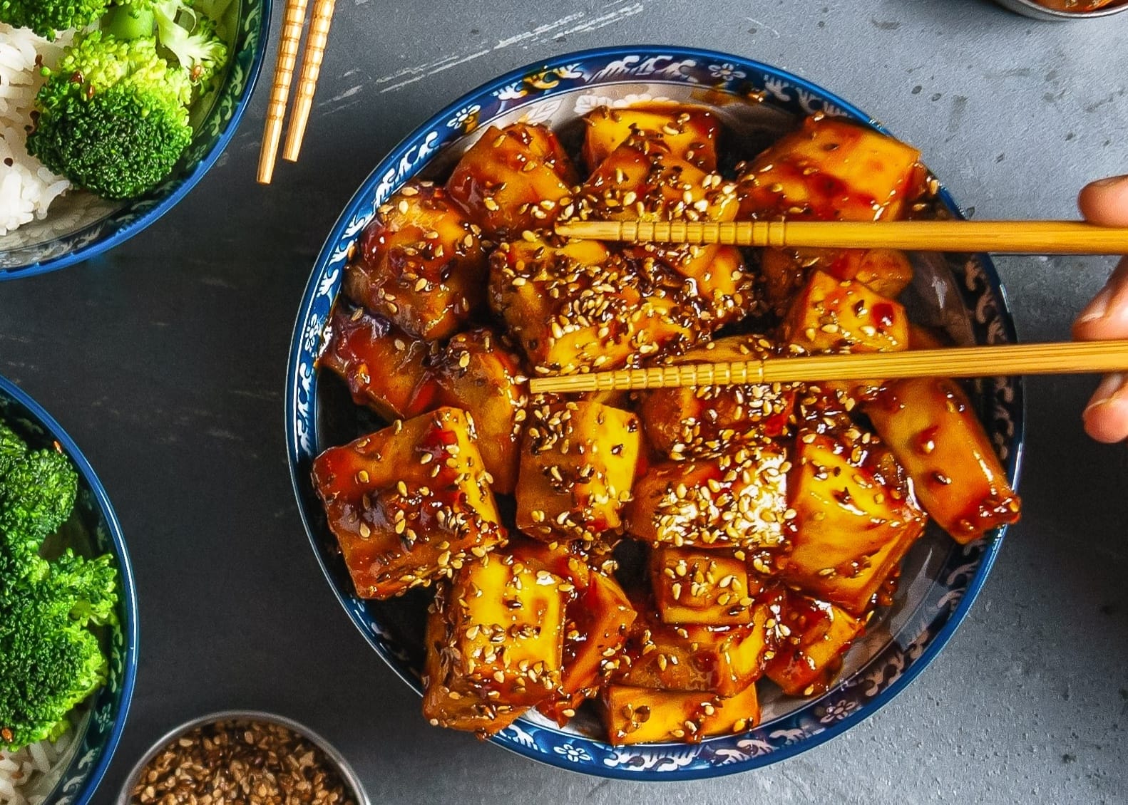sesame, tofu, sticky food, delicious, tasty, yummy, delicious, orange, orange flavor