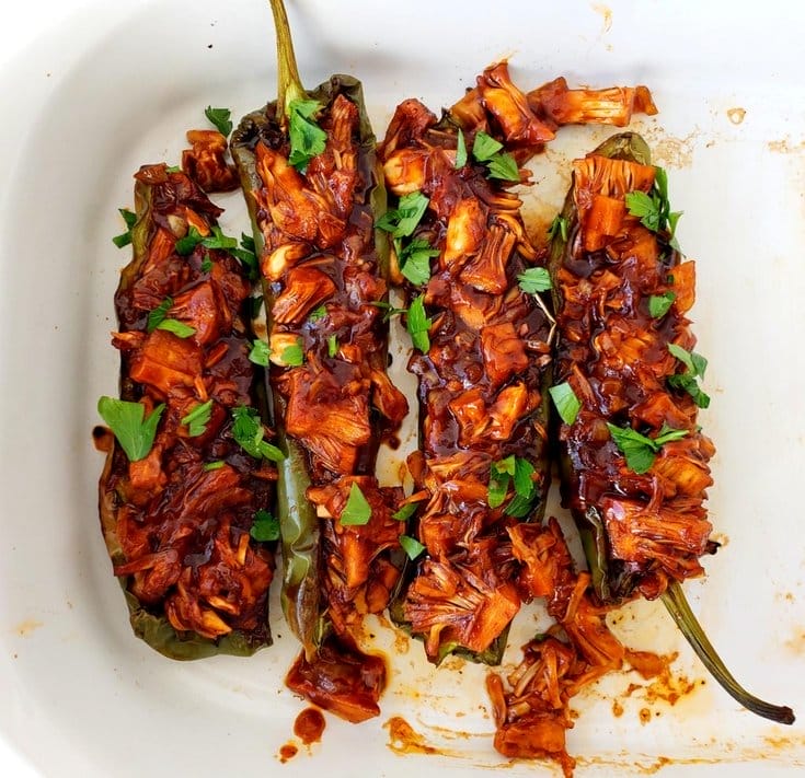 BBQ Jackfruit-Stuffed Anaheim Peppers