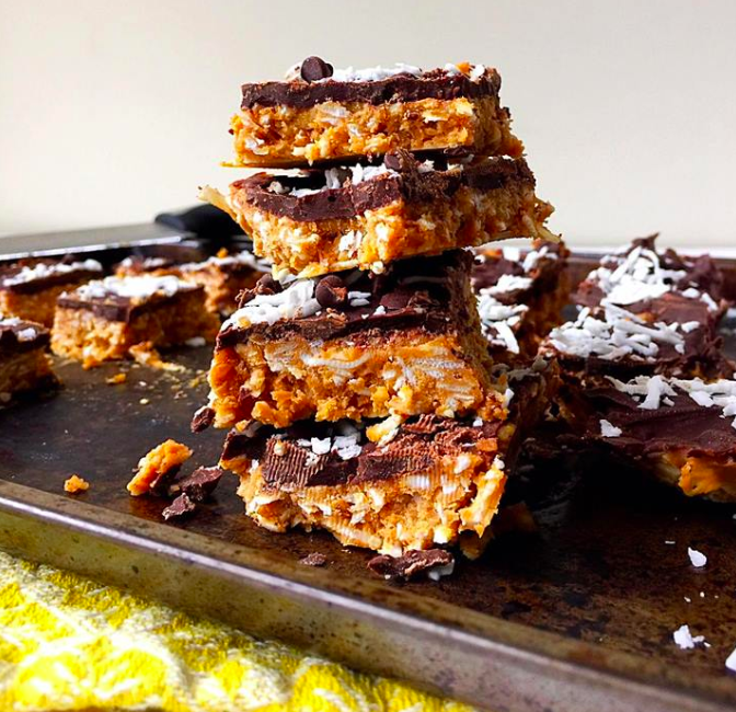 No-Bake Chocolate Peanut Butter Coconut Bars