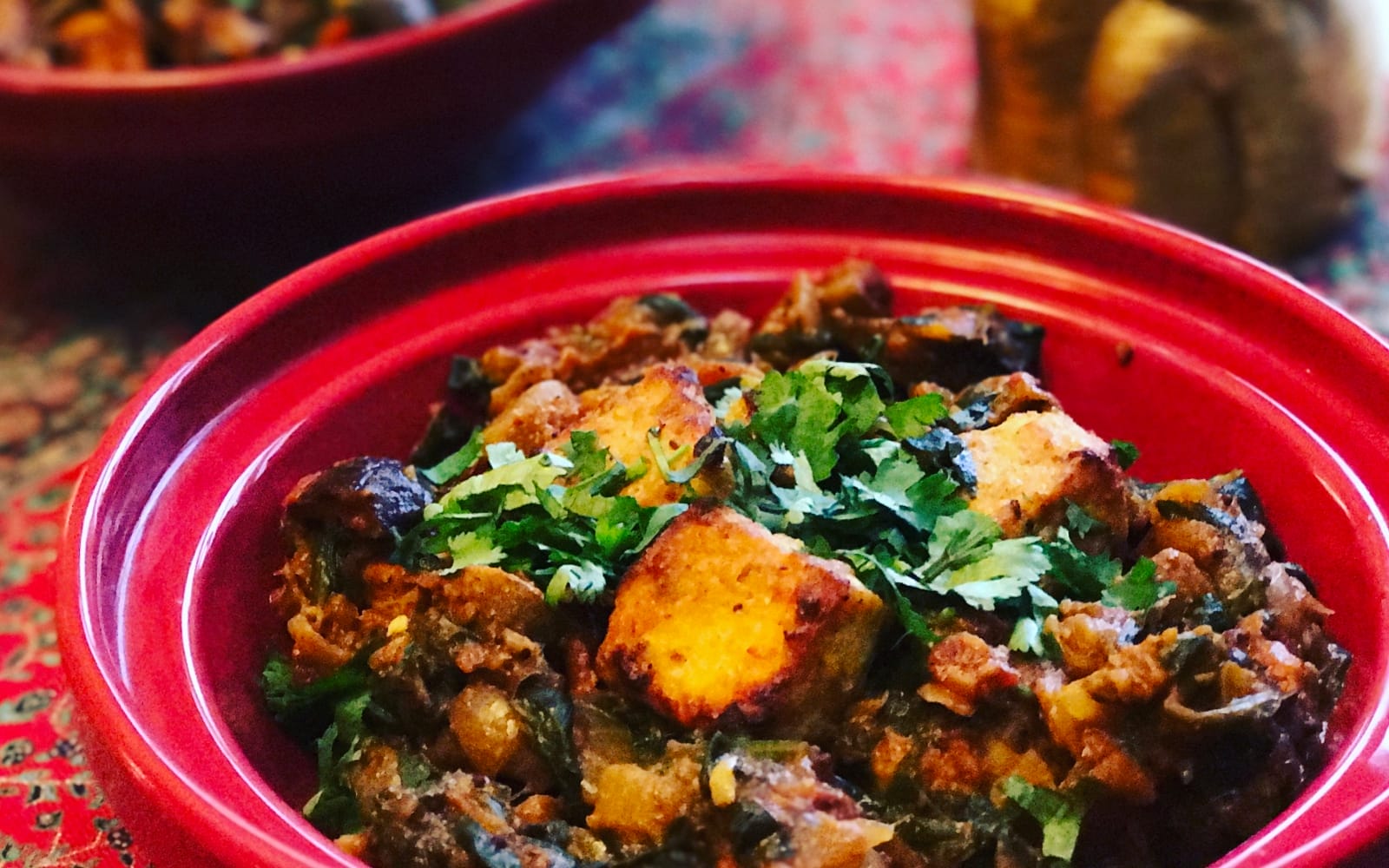 Tofu Tikka Masala with Mushroom and Spinach