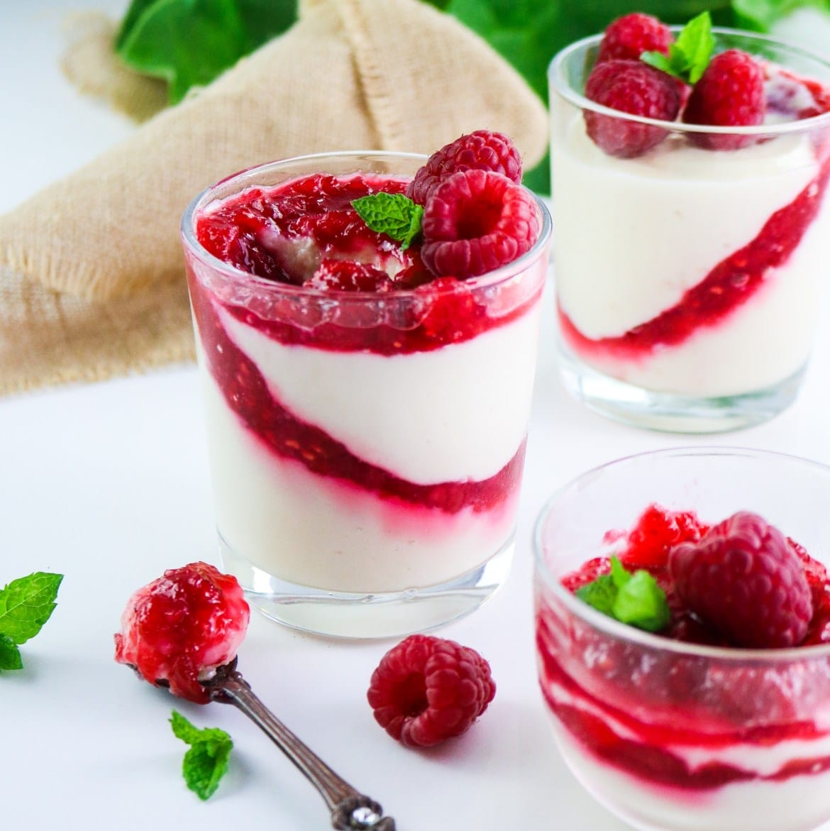 Raspberry and Rhubarb Panna Cotta