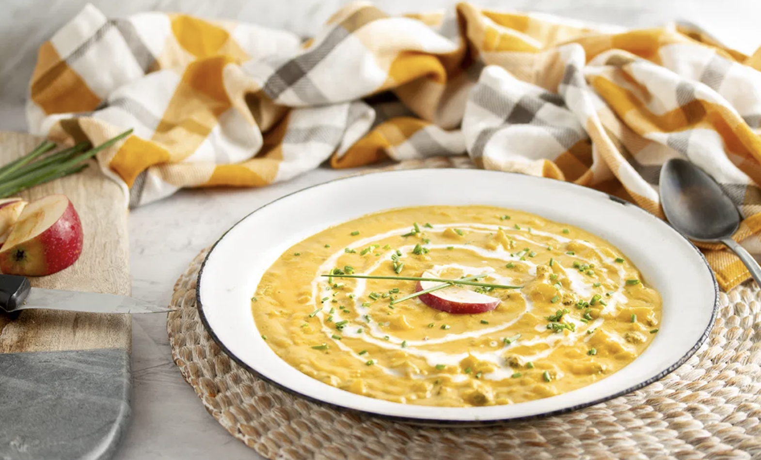 Apple Cheddar Broccoli Soup