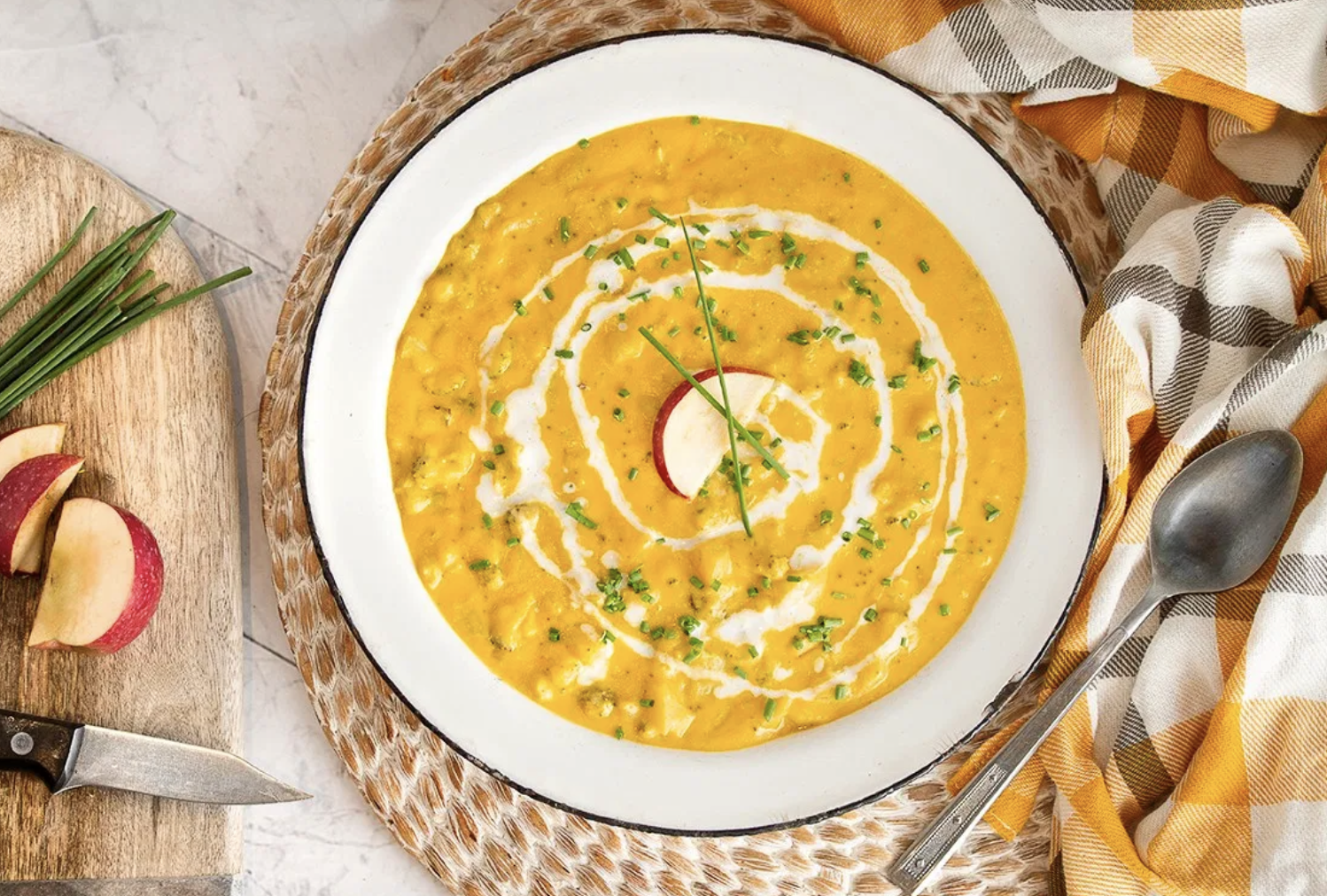 Apple Cheddar Broccoli Soup