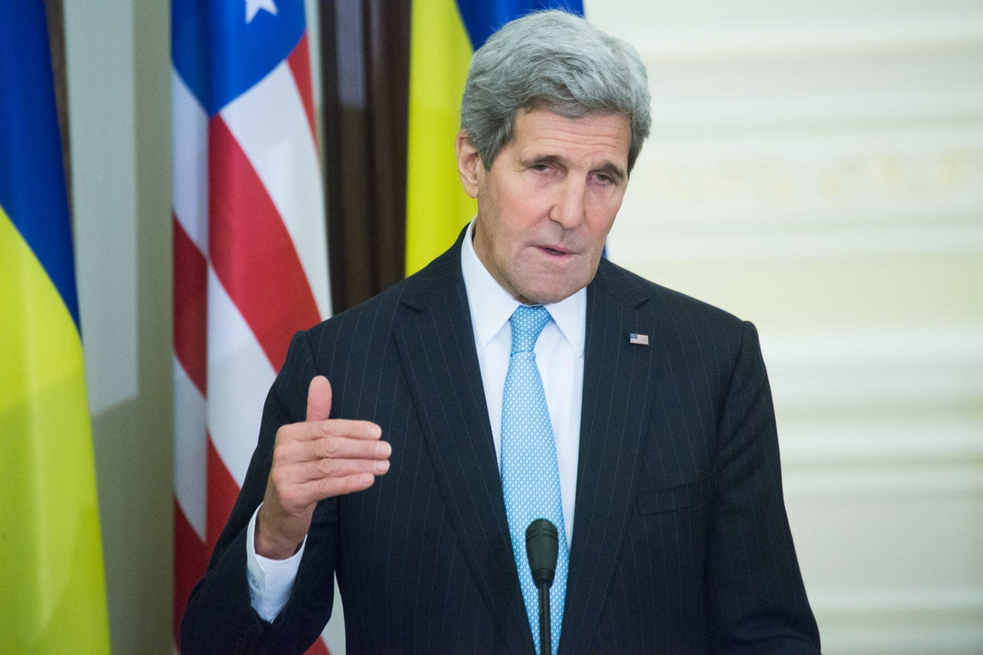 John Kerry addressing an audience.