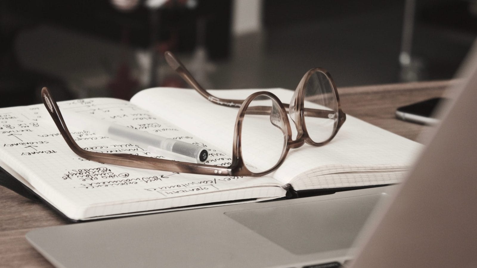 Glasses sitting on top of a book