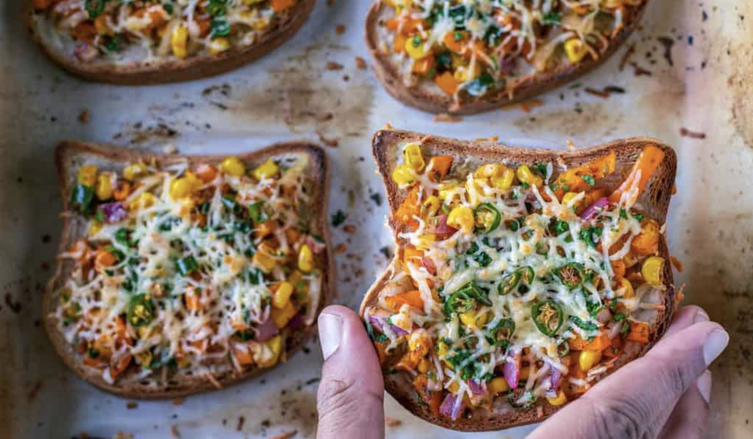 Vegan Chilli Cheese Corn Toast