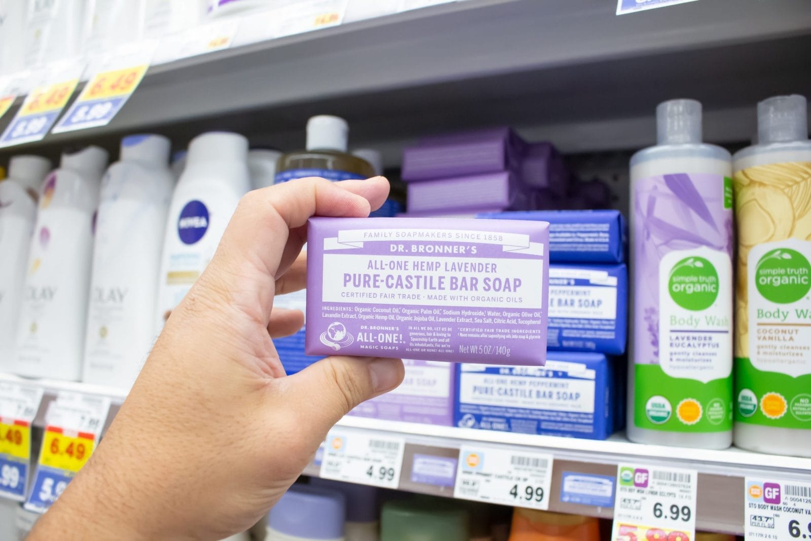 Dr. Bronner's soap in a store