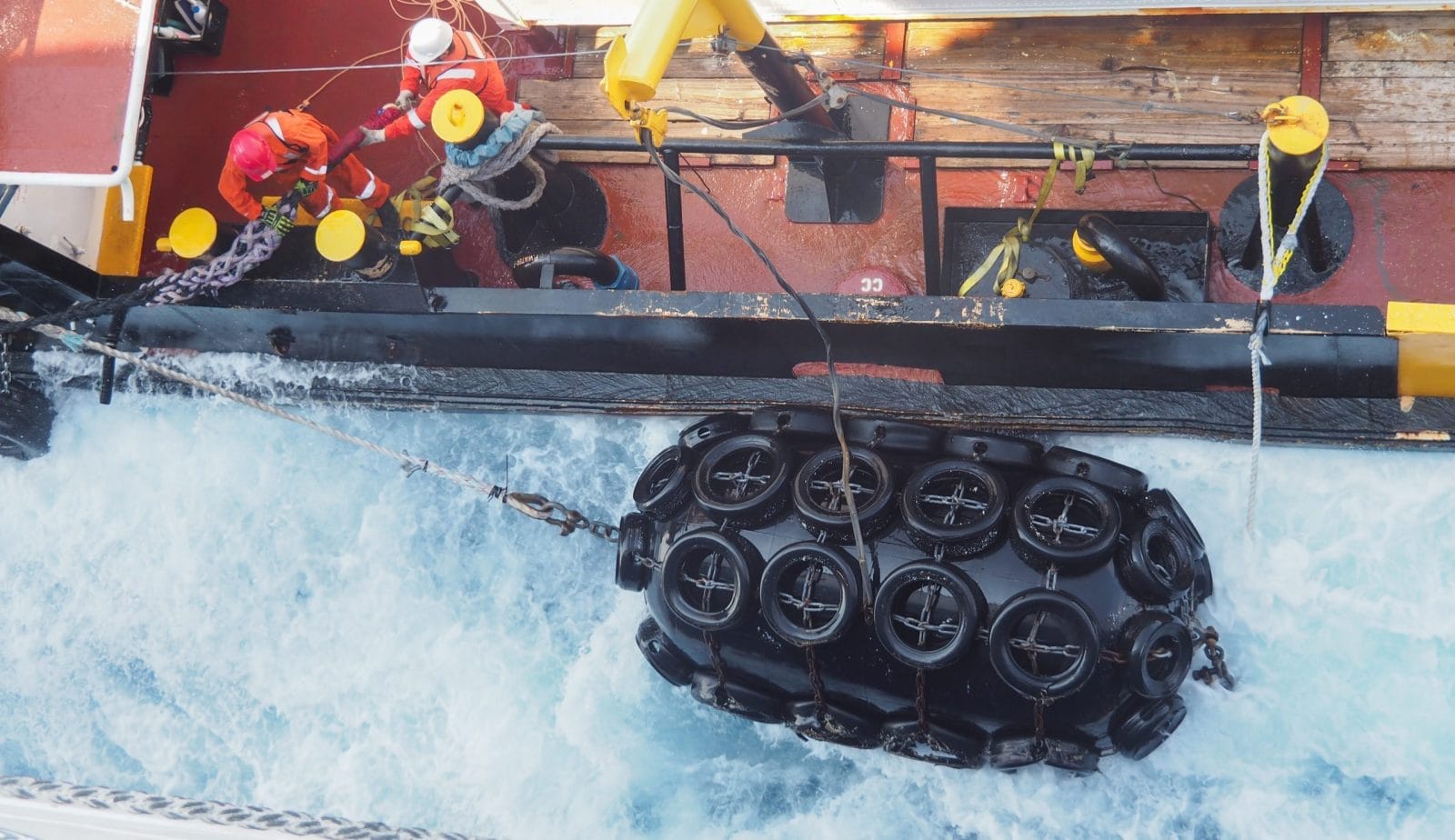 Seismic workboat working in the ocean