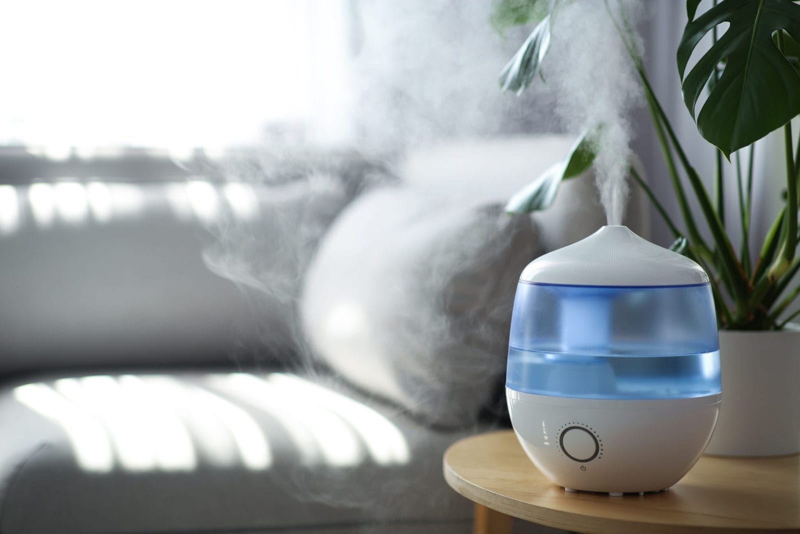 Humidifier on a table in a living room
