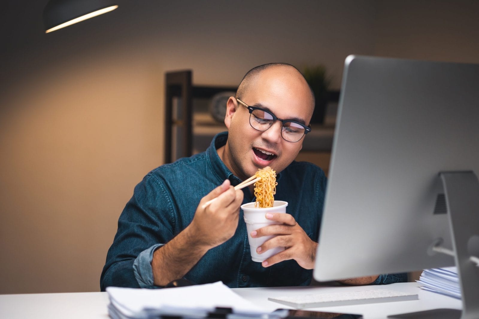 Man eating ramen