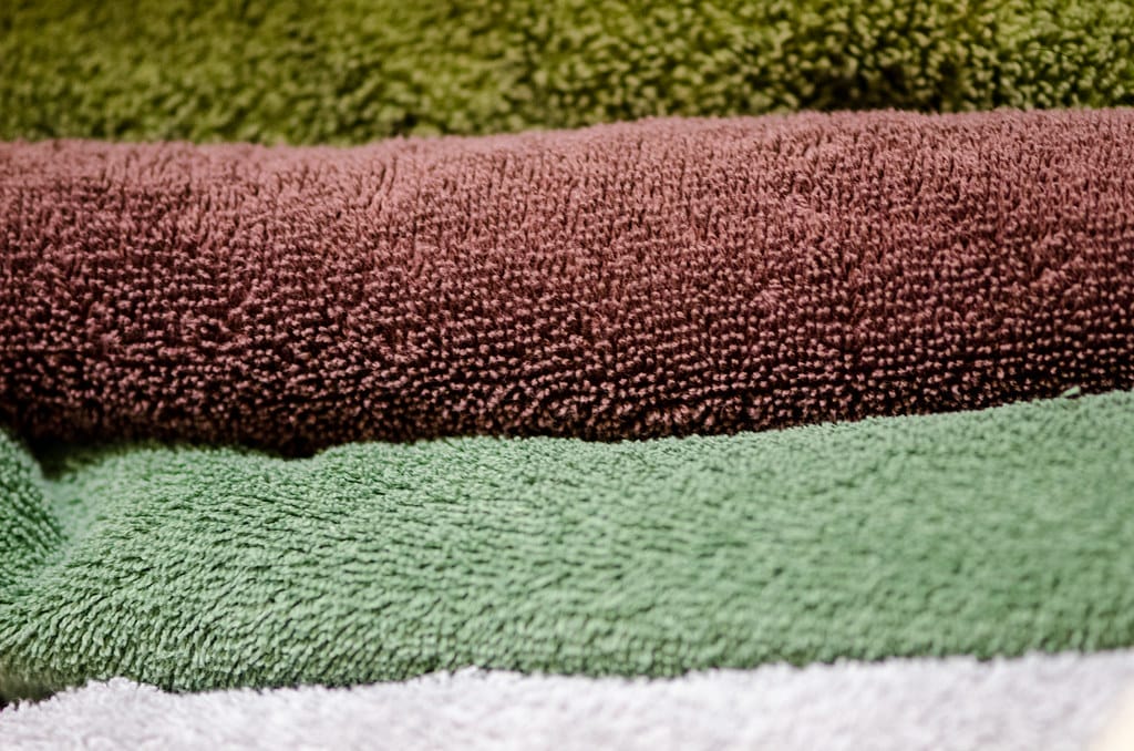 Two old towels stacked together