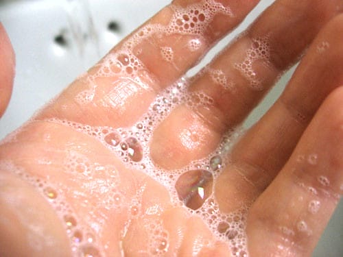 Soap on a hand