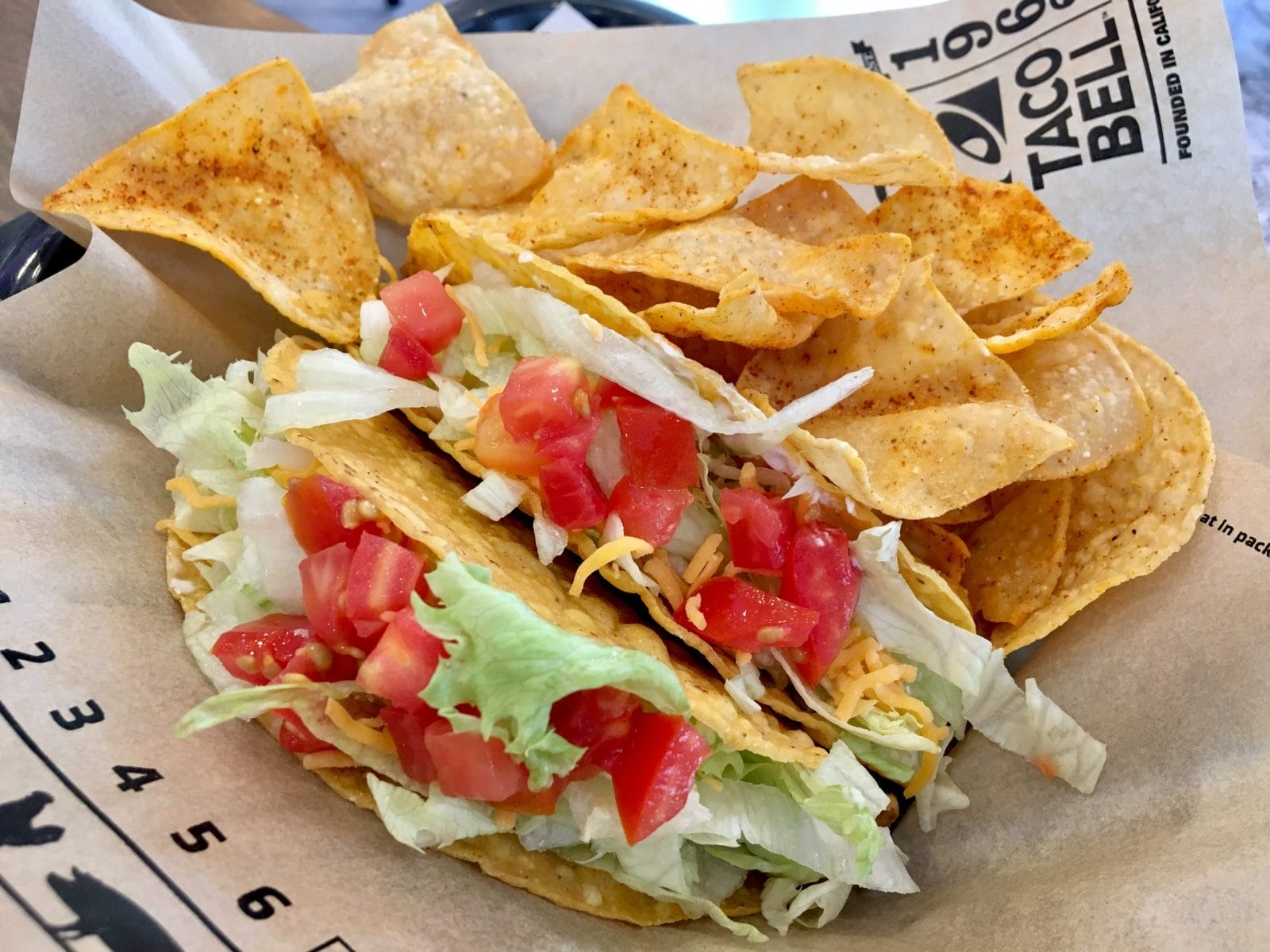 Taco bell tacos with chips on the side