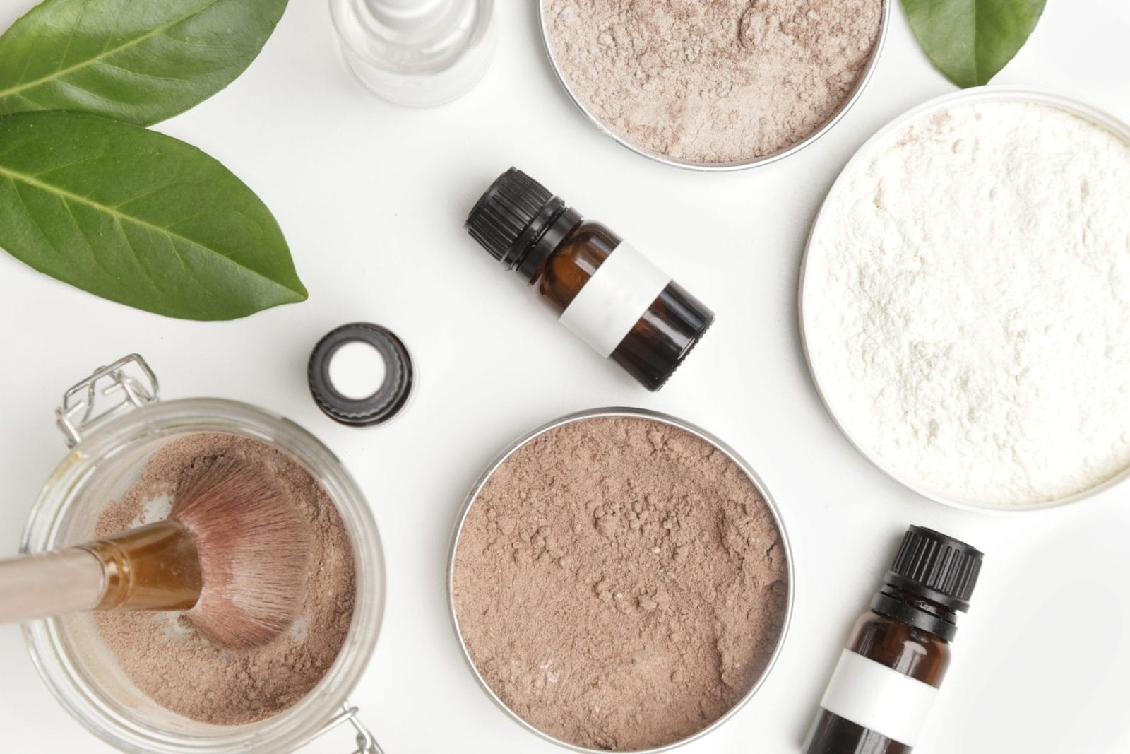 Beauty products on a white table
