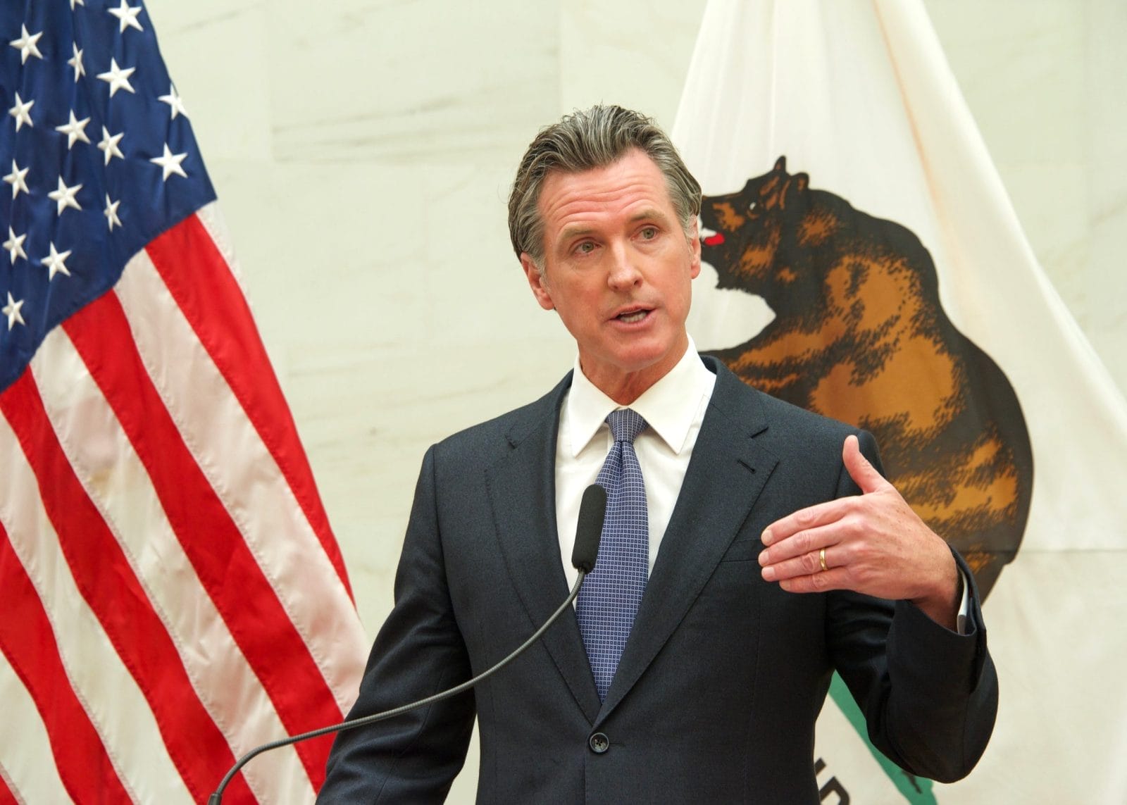 California Governor Gavin Newsom speaking