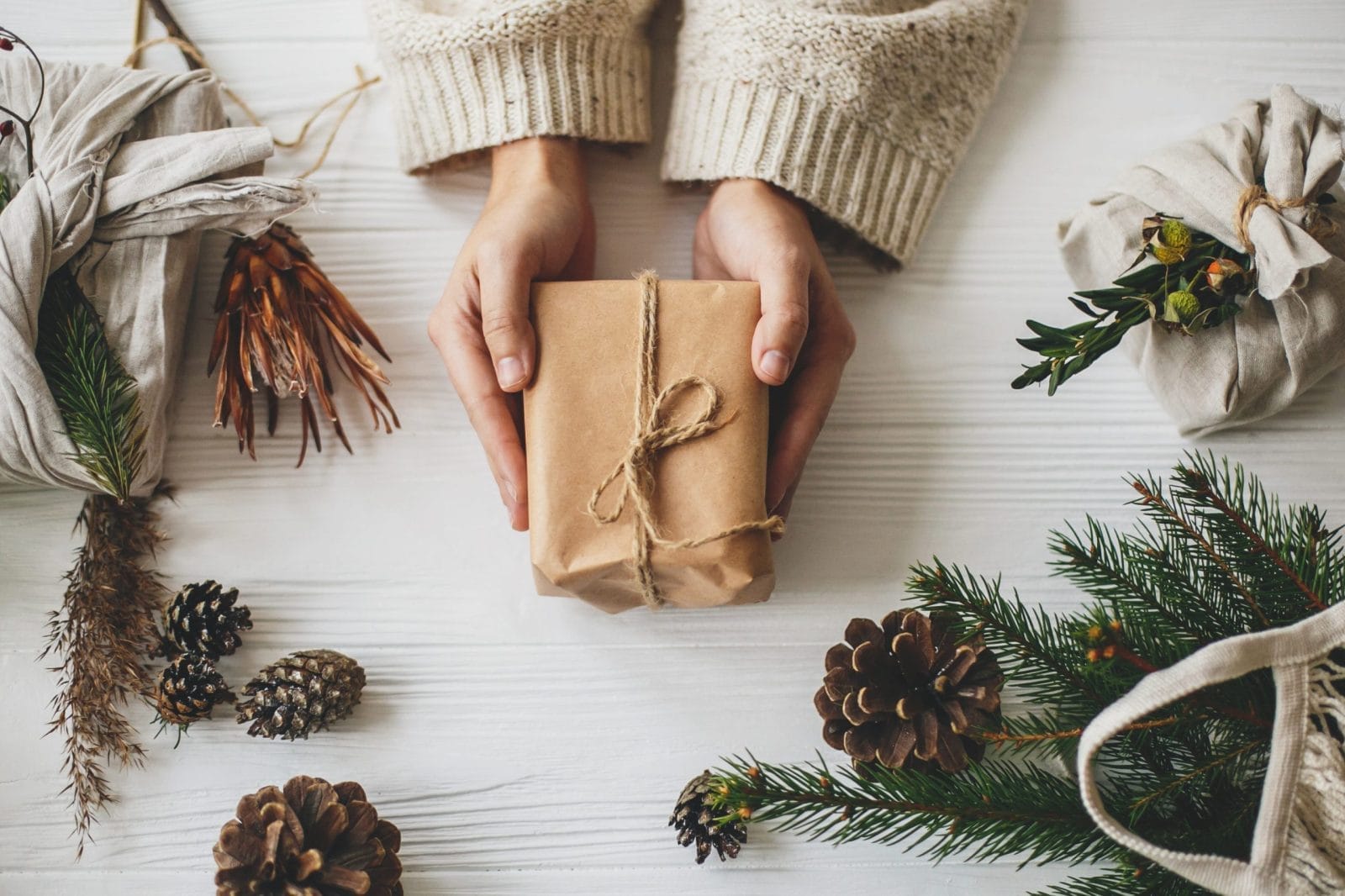 Zero waste Christmas flat lay