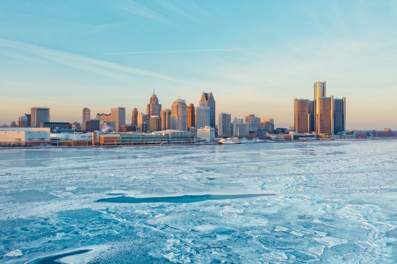 Detroit river in Winter