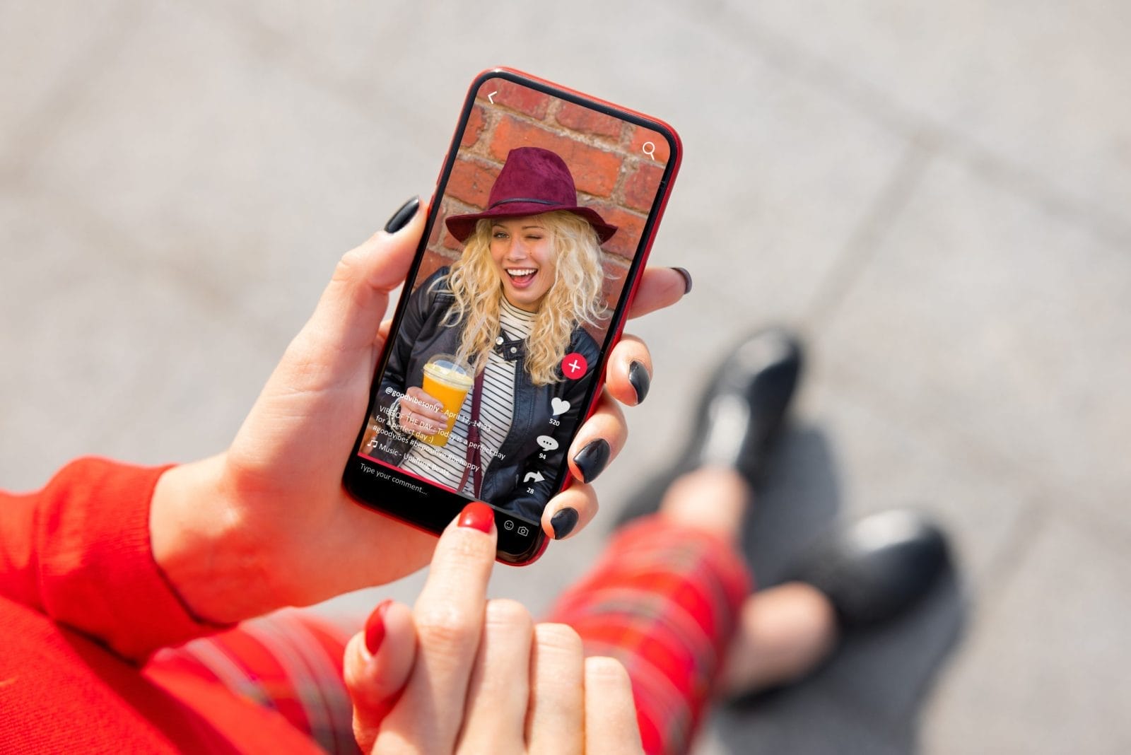 Woman viewing social media content on tiktok