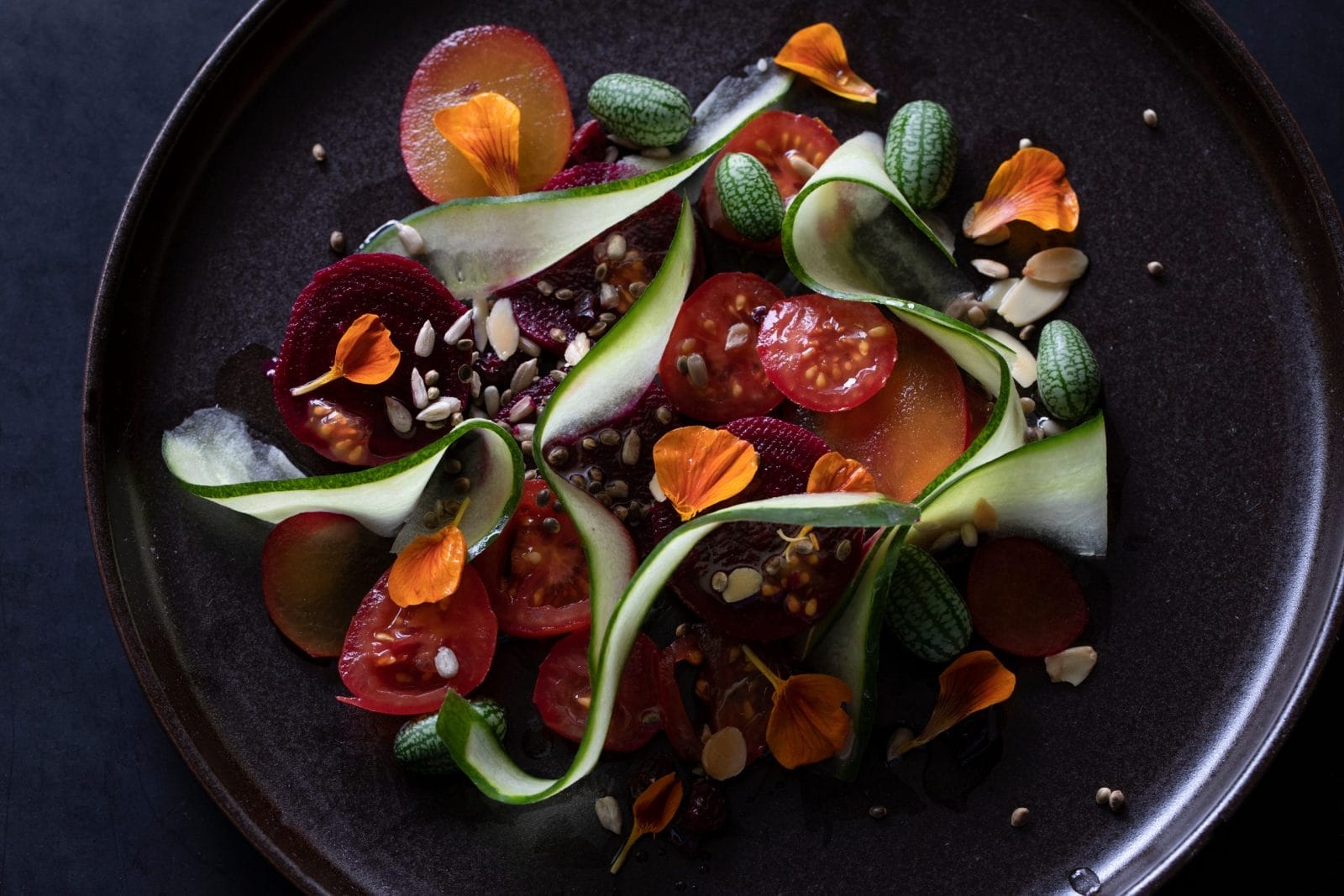 vegan fine dining summer salad