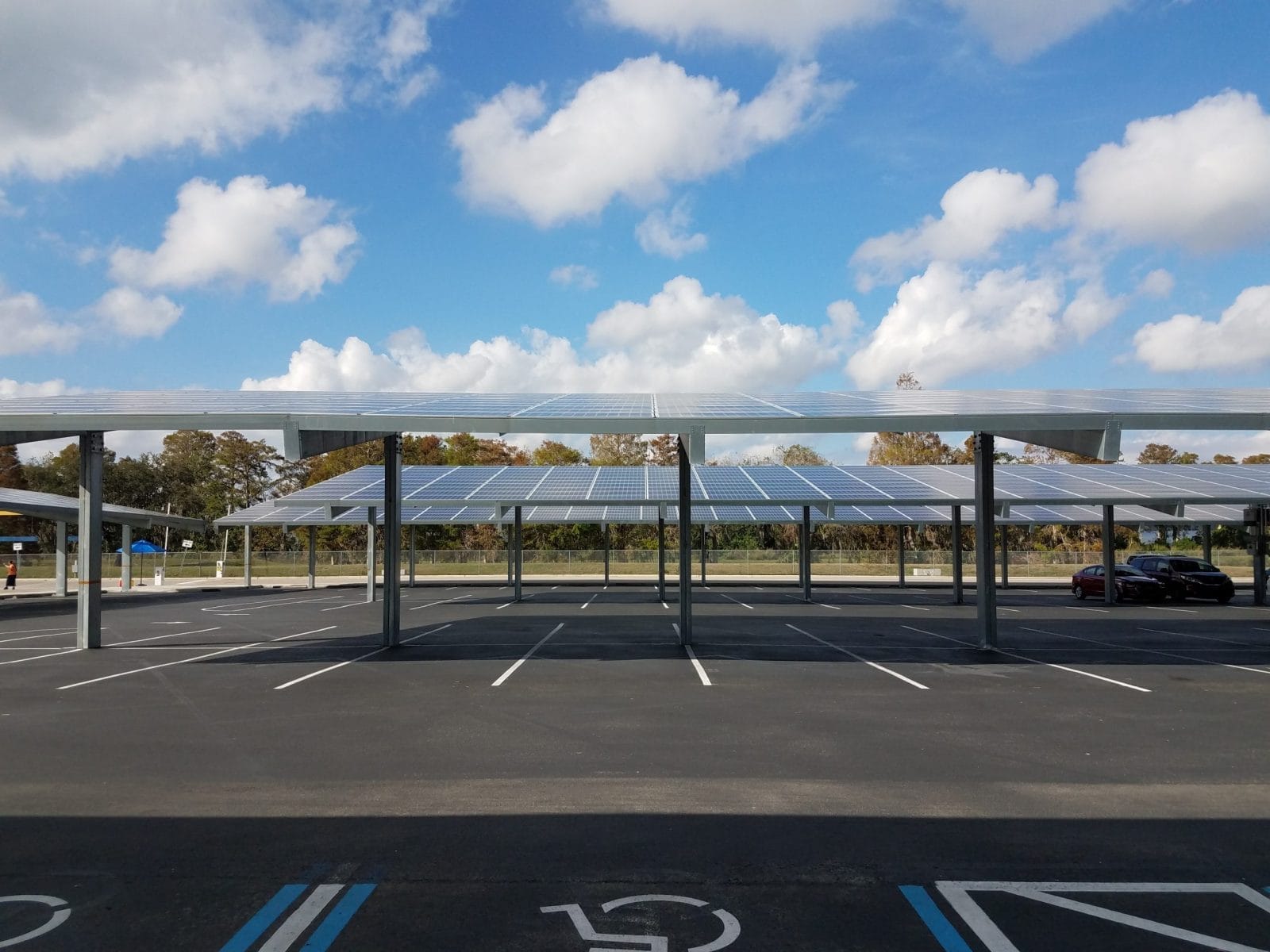 parking lot with solar panel carports