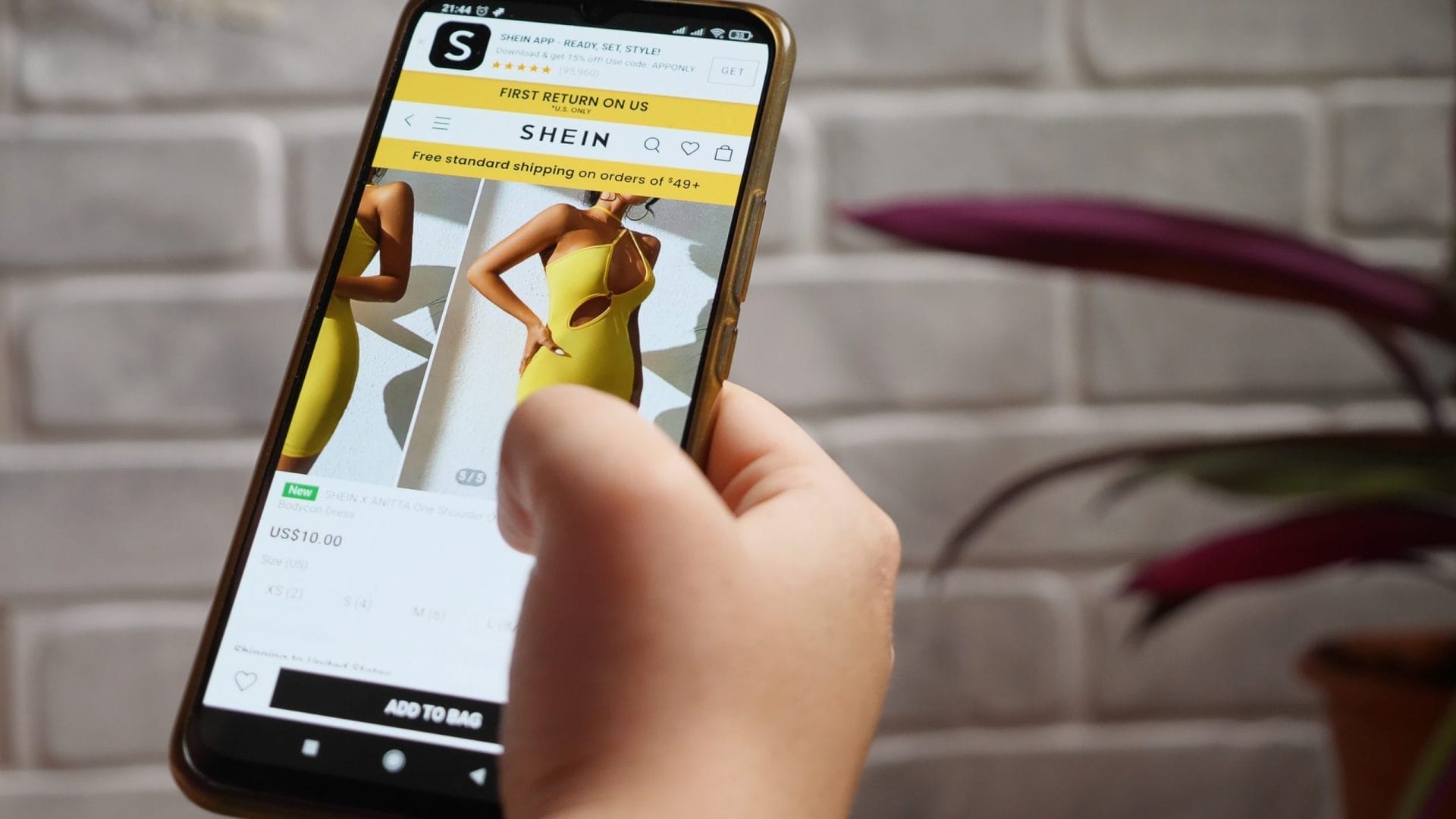 Someone looking at the Shein website on their phone