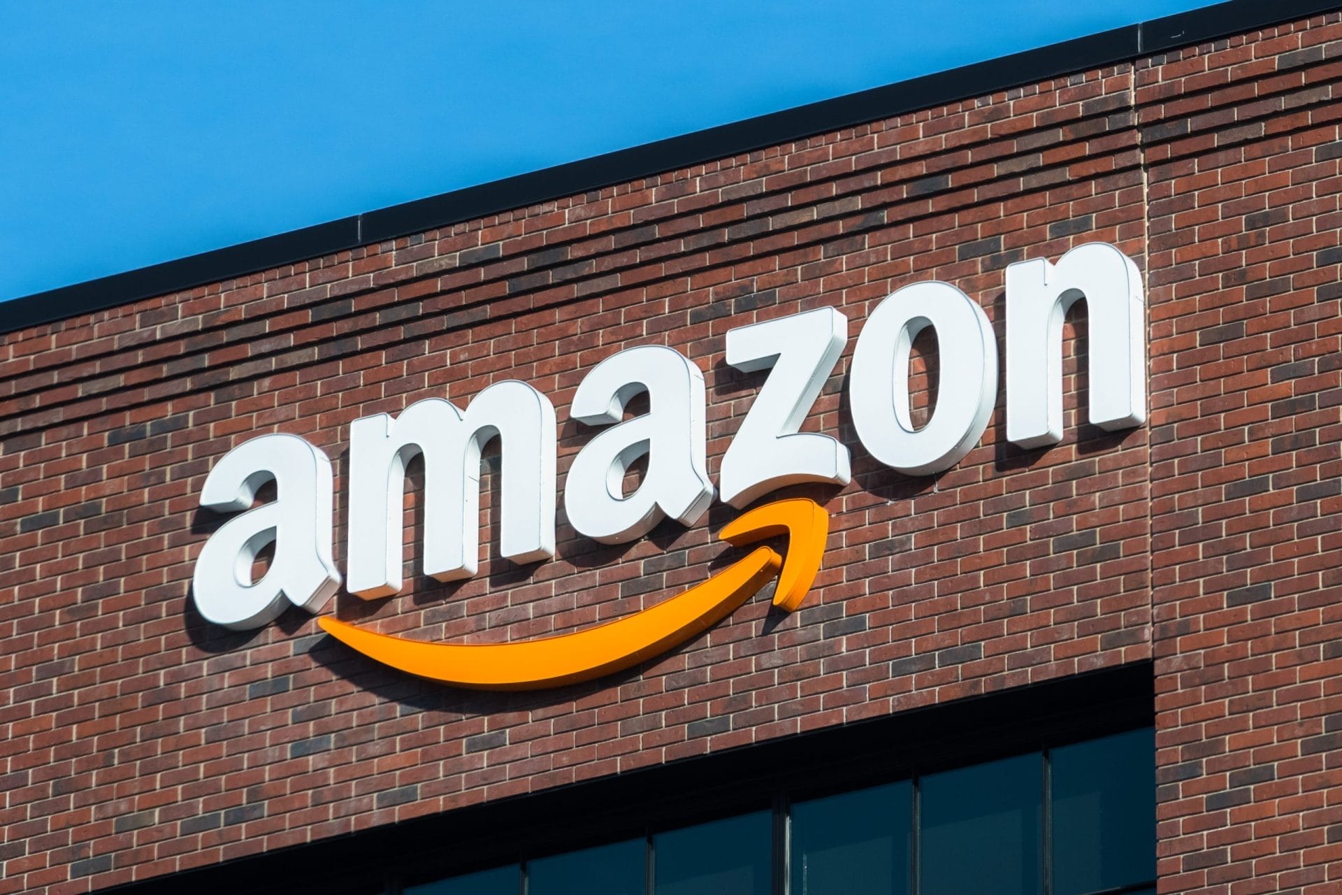 Amazon sign on brick building