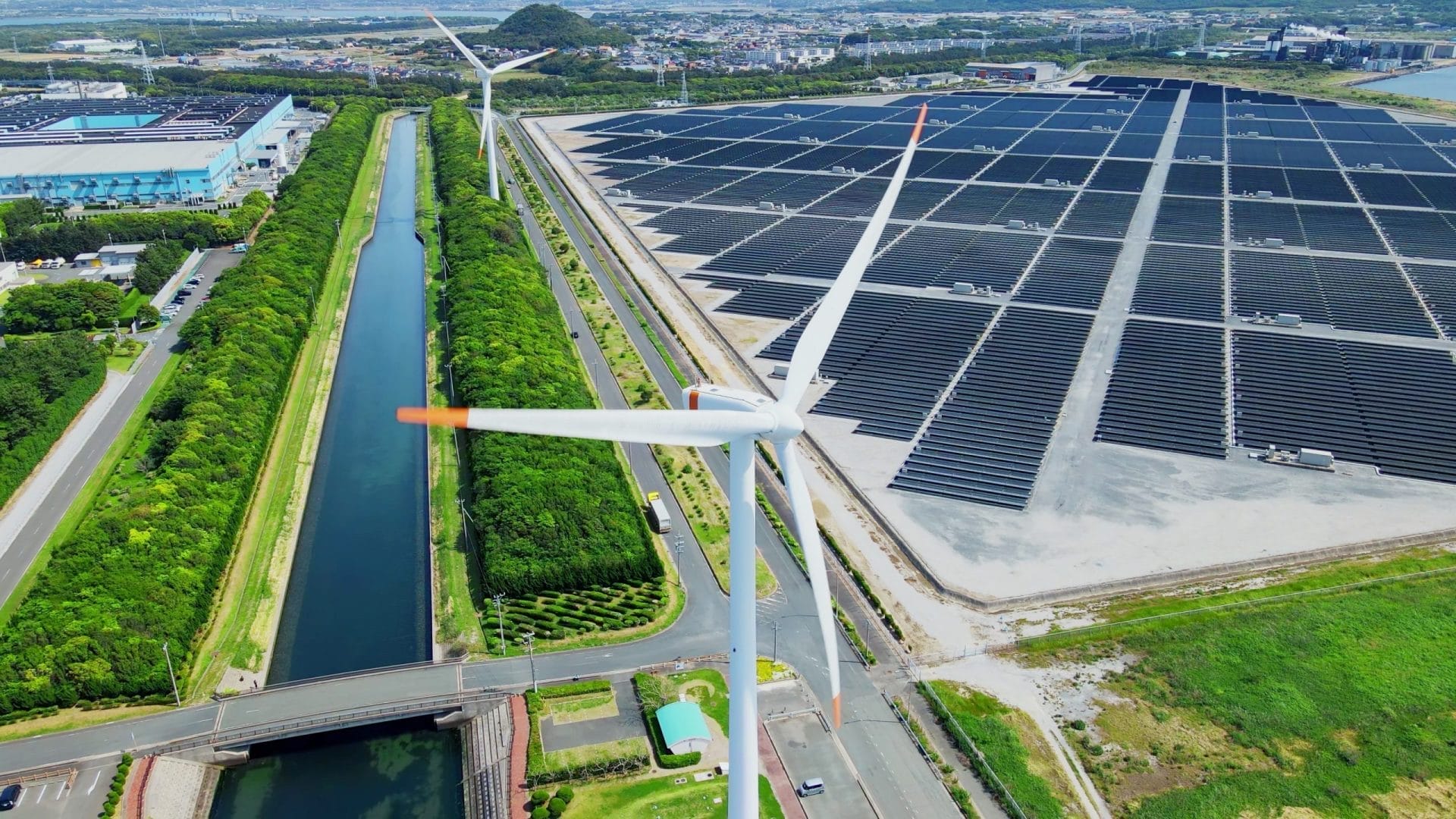 Windmills and solar panels