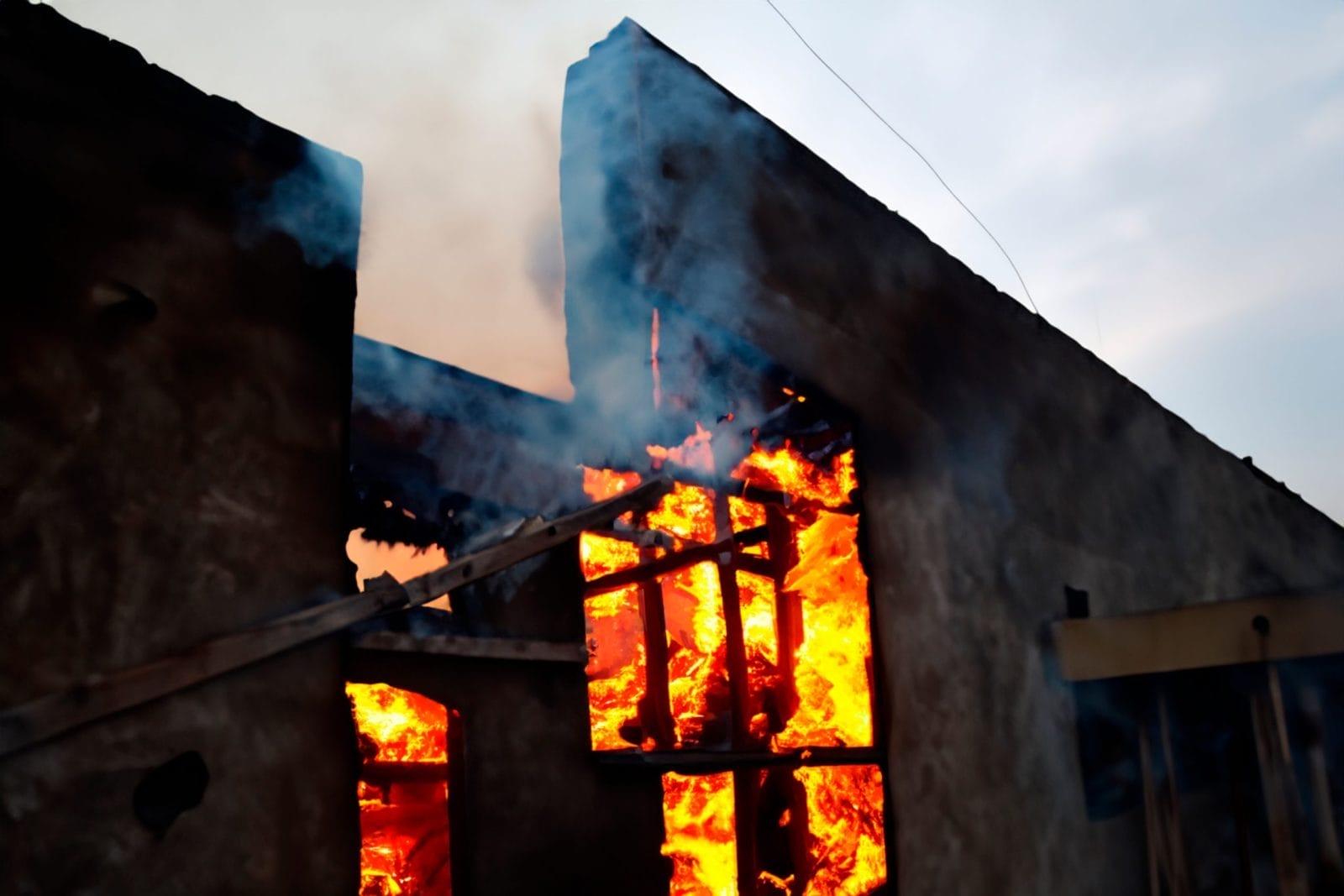Flames burning building. The Maui town of Lahaina was destroyed by a wildfire.