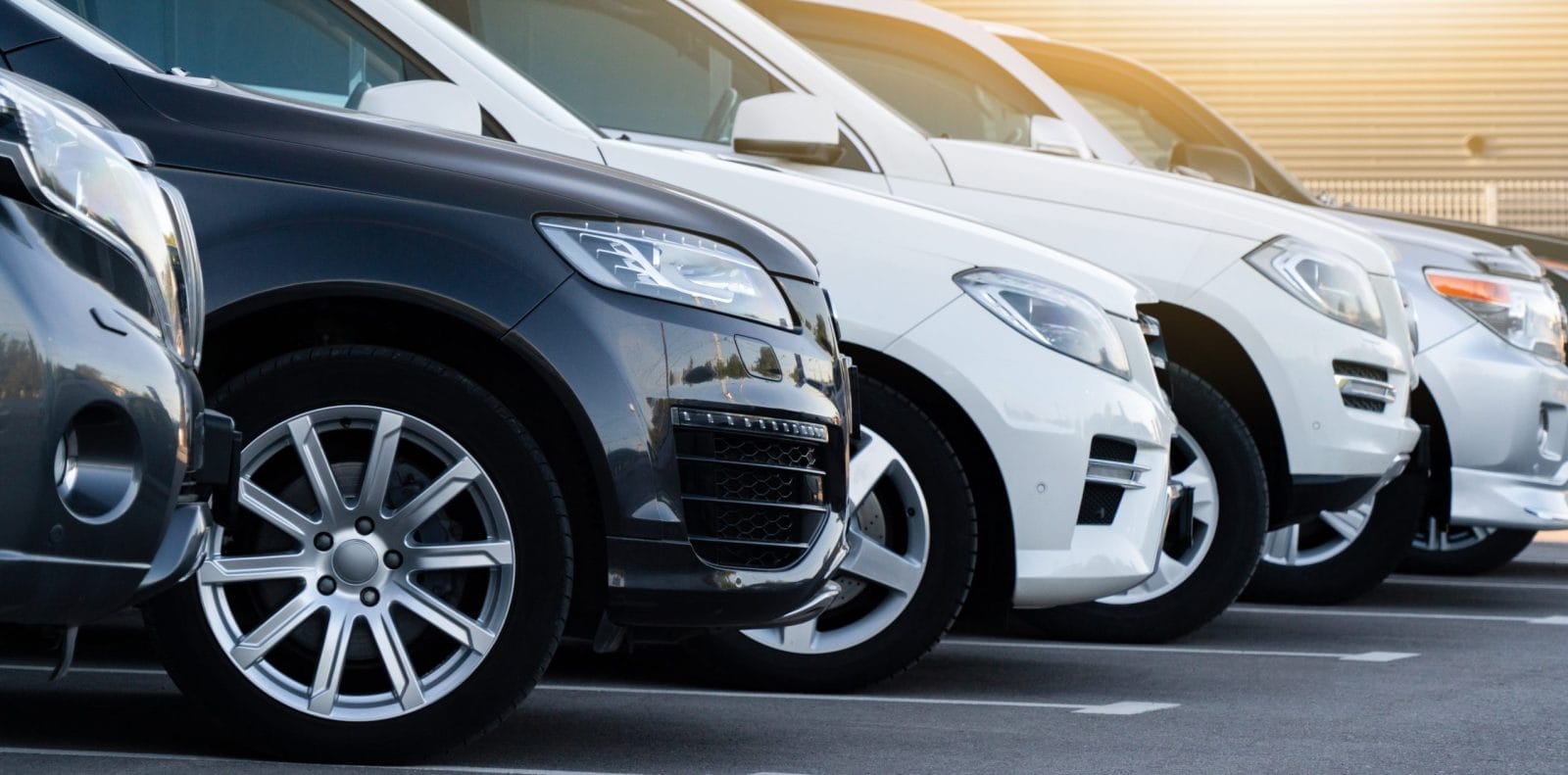SUV style cars parked in a row