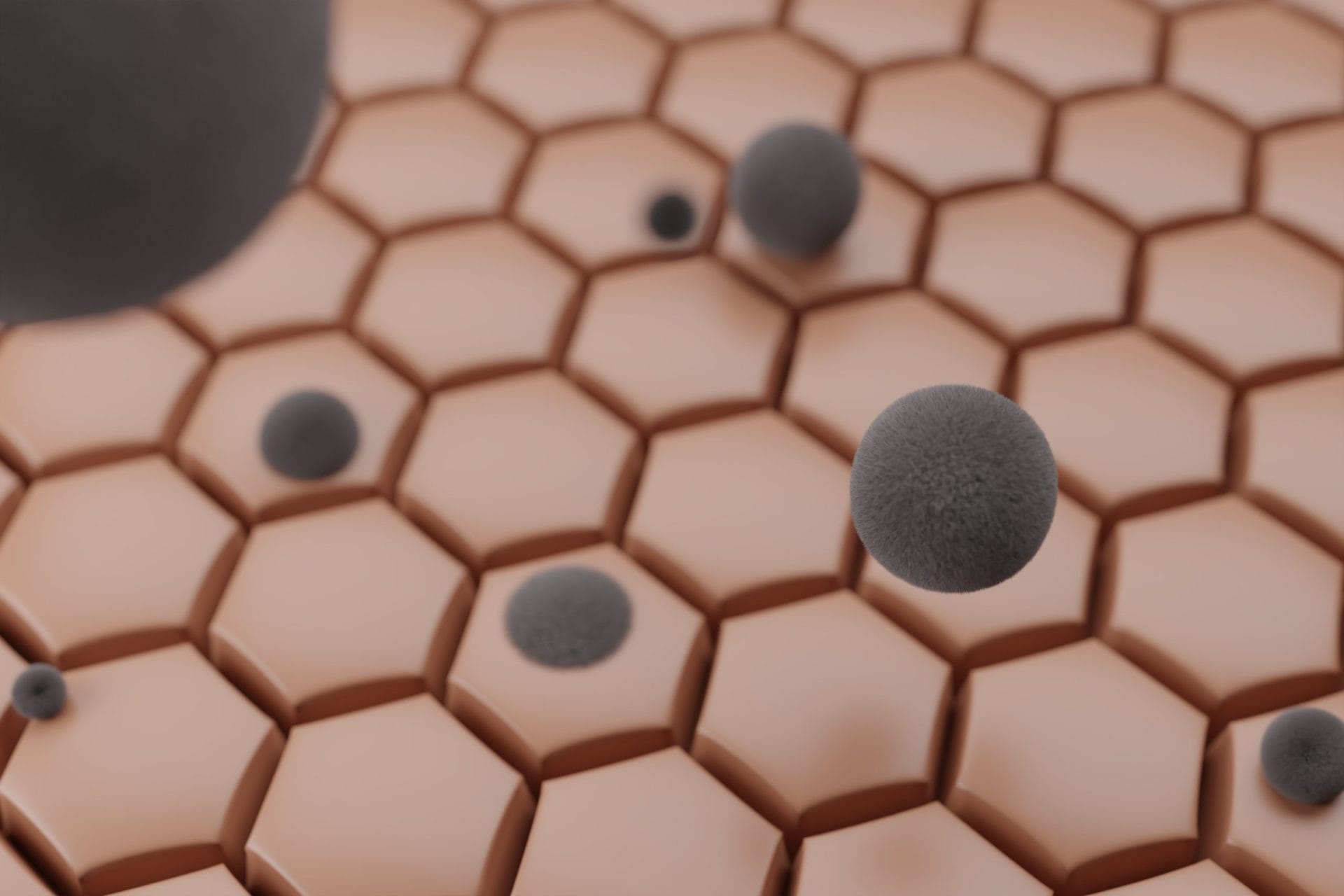 Pollution dust dropping onto skin cells
