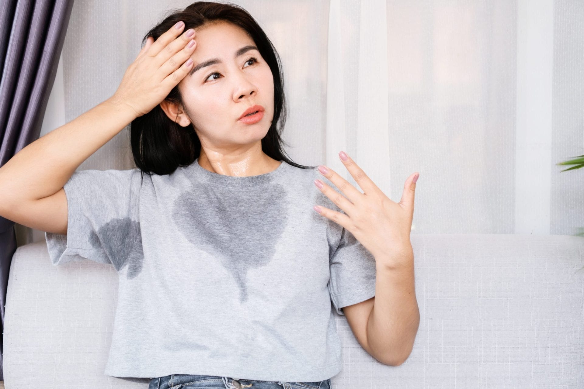 Woman sweating