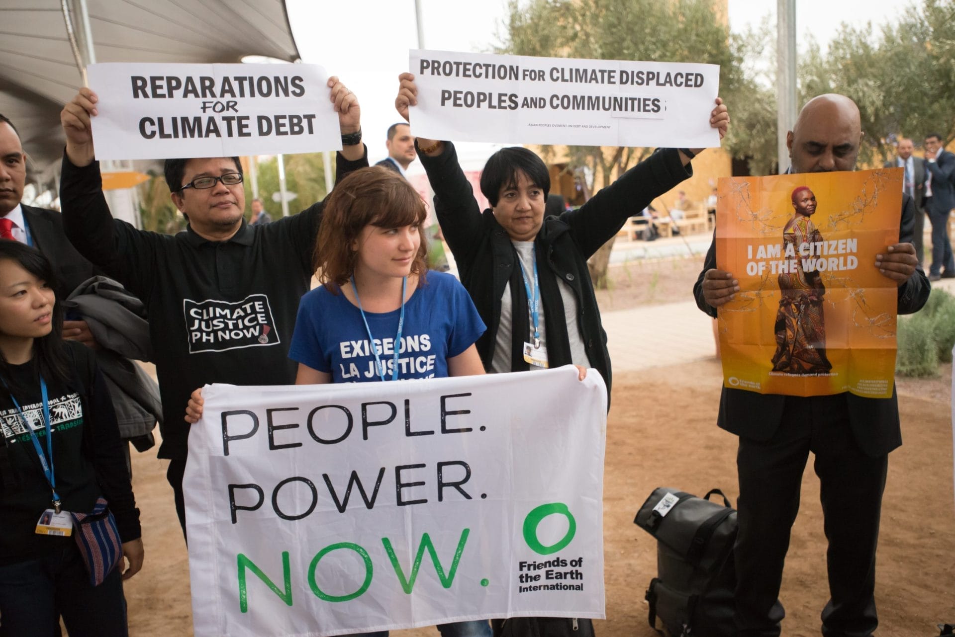 People at climate rally