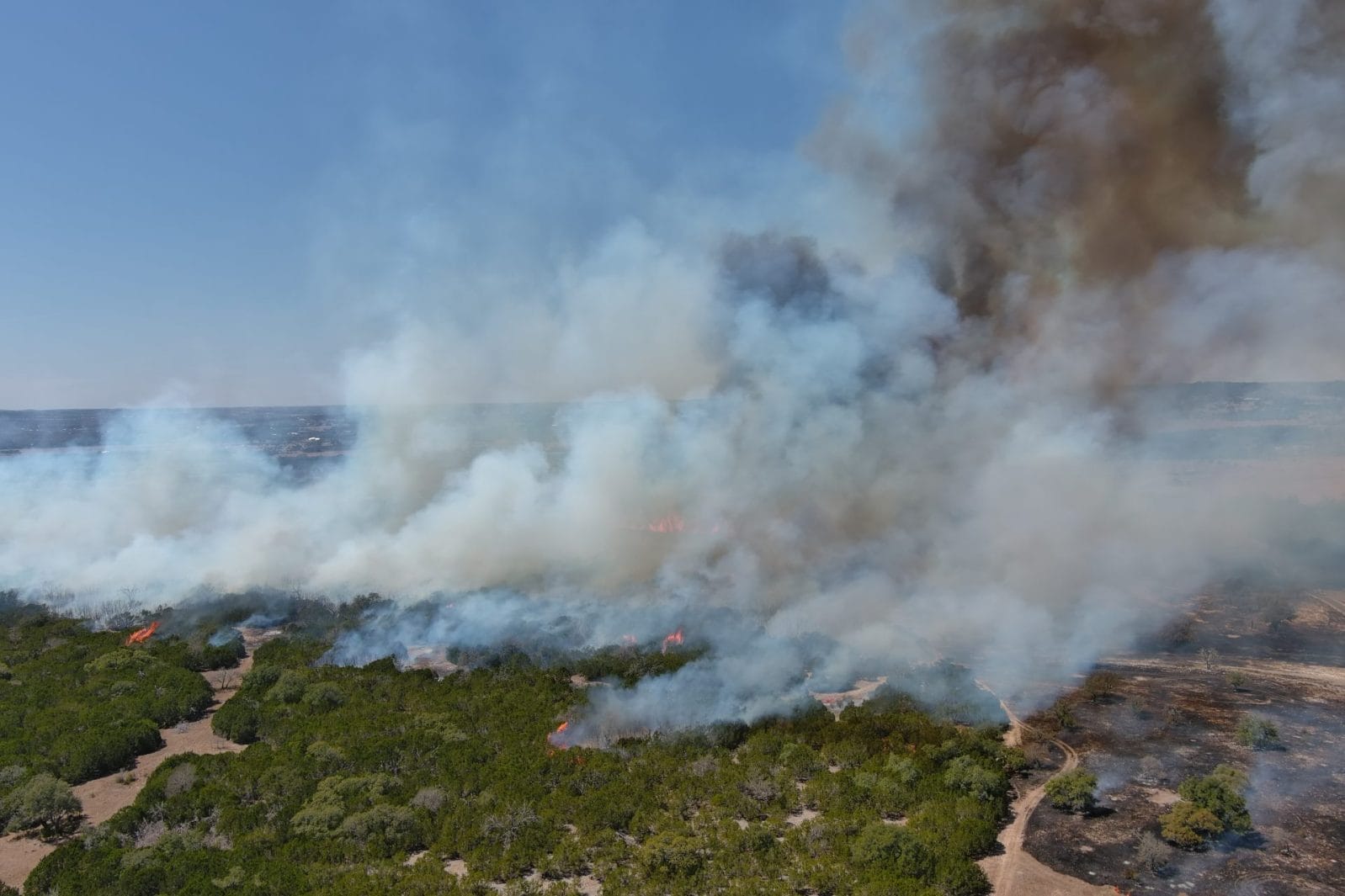 aerial photo of fire in texas