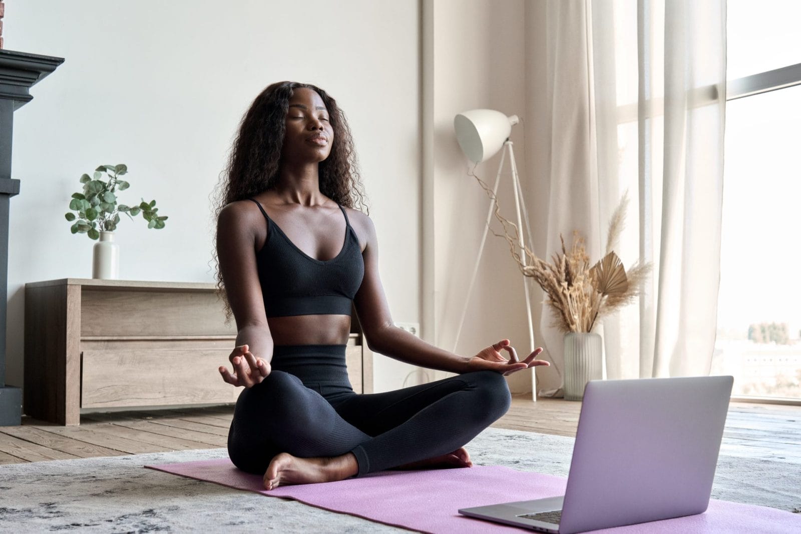 person watching meditation video