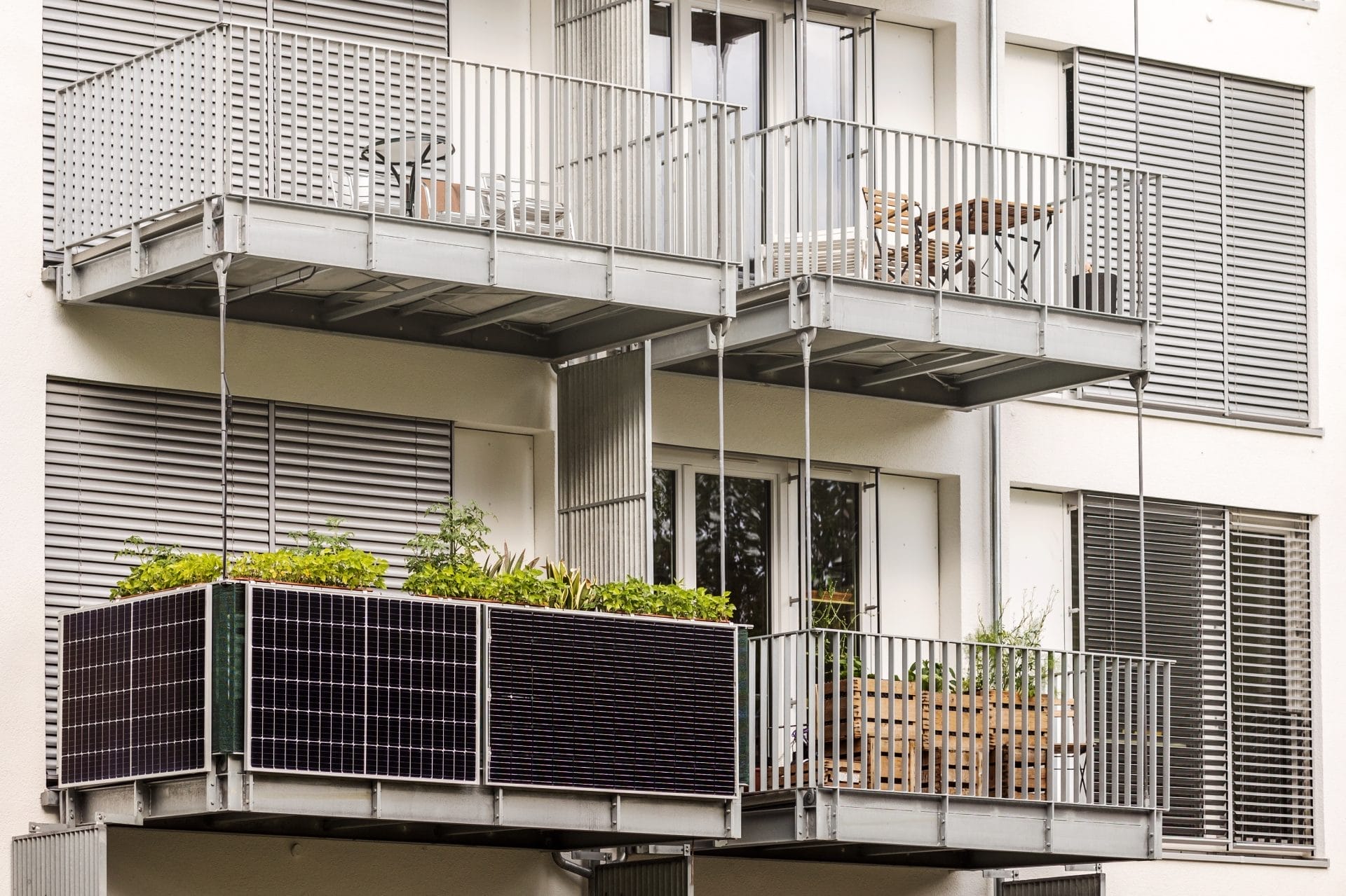 Solar panels on a balcony
