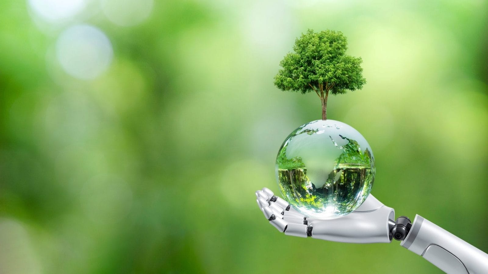 robot hand holding the earth/environment