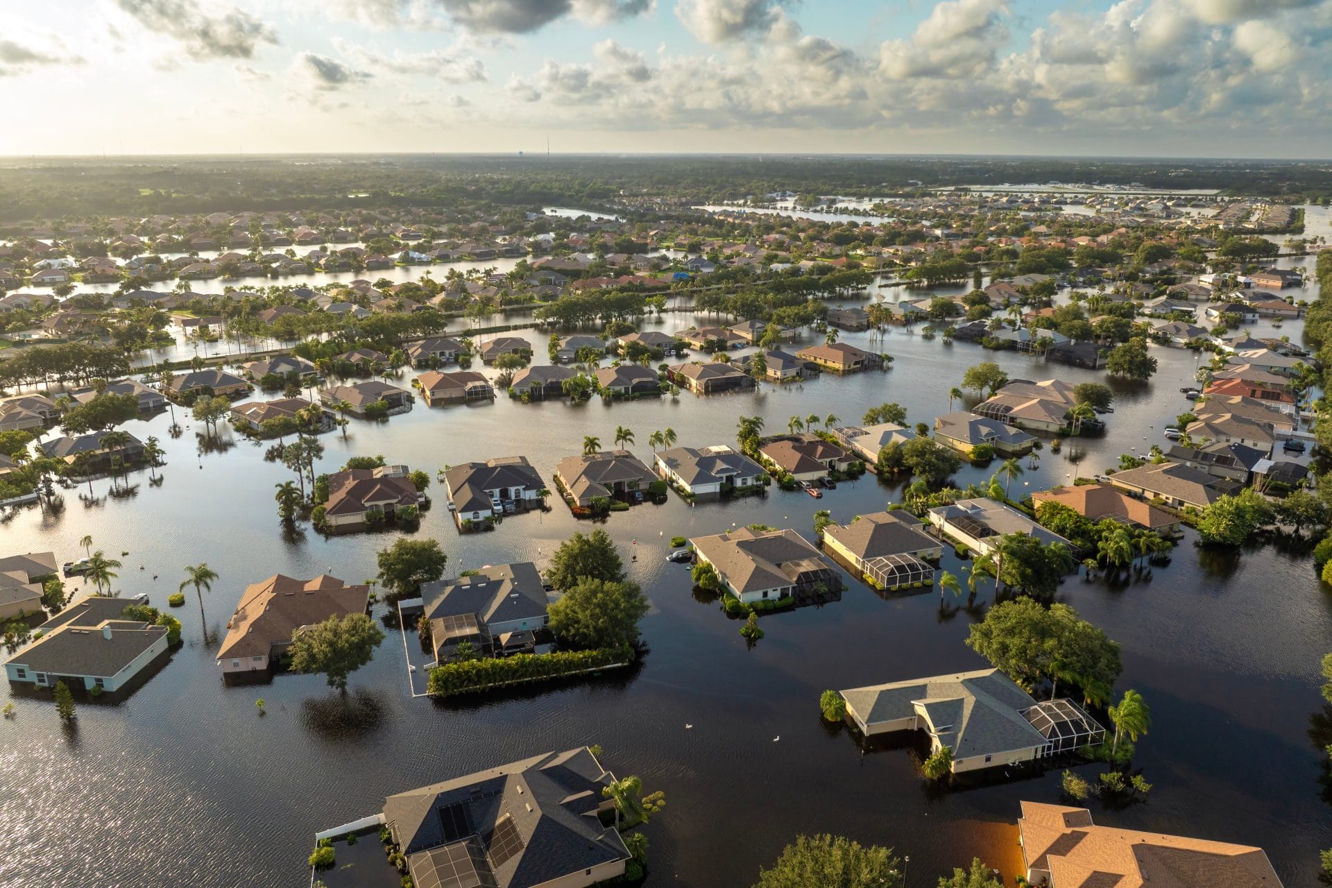 Flooded community after hurricane